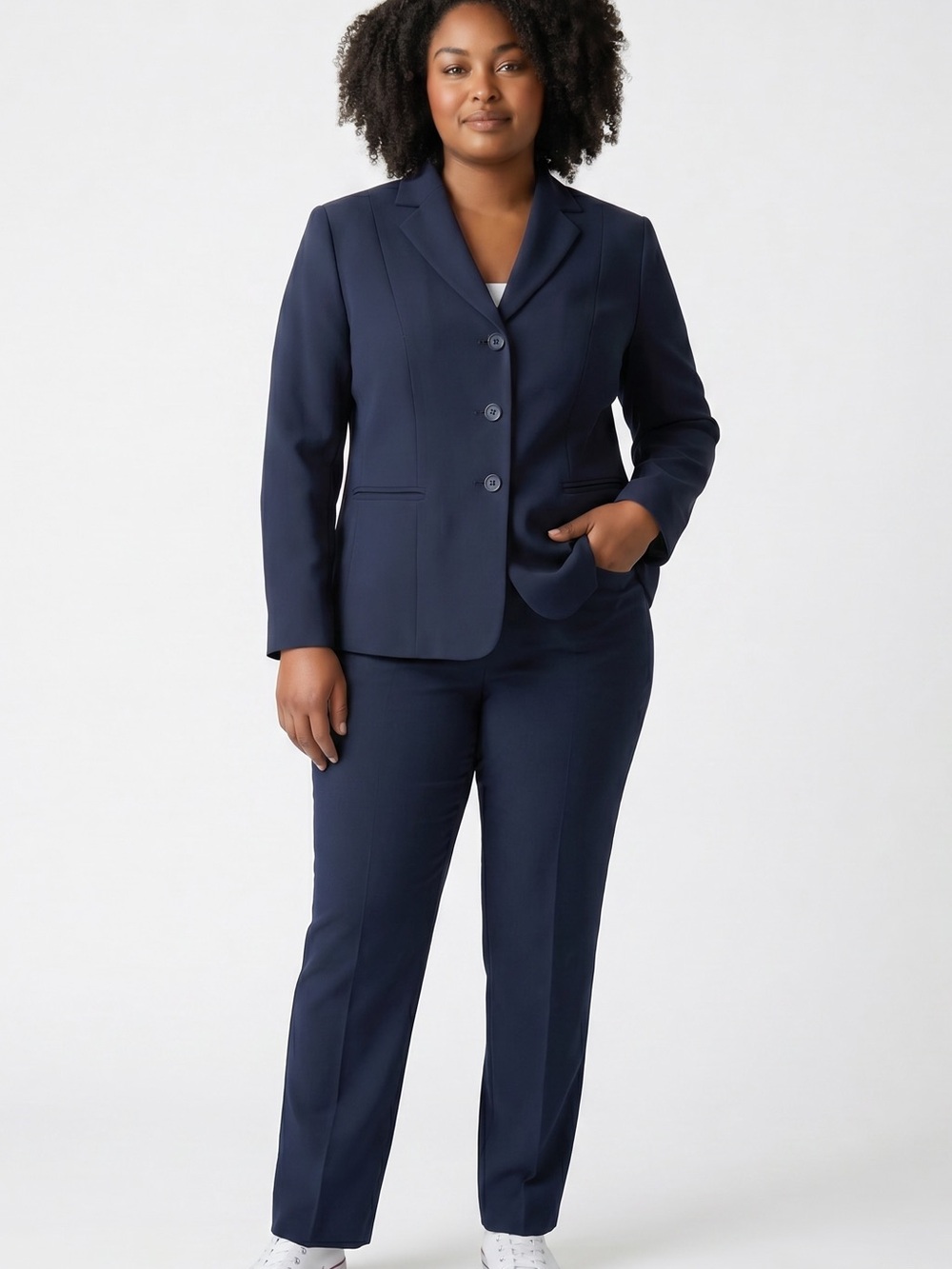 Jones New York Platinum Collection Navy Three Button Jacket -14W